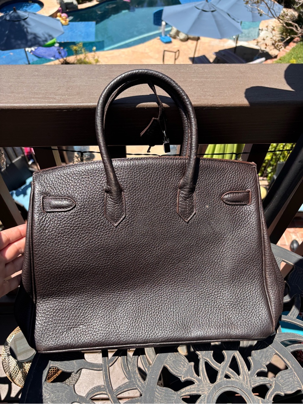 Classic Italian dark brown Leather Top-Handle Tote Bag - Picture 5 of 10